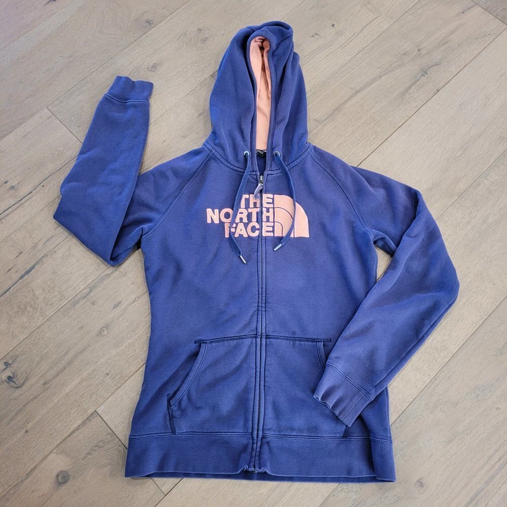 The North Face Hoodie Women's Medium Avalon Full Zip Patriot Blue/Neon Peach